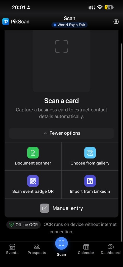 Onglet Scan, OCR, scanner document et QR badge