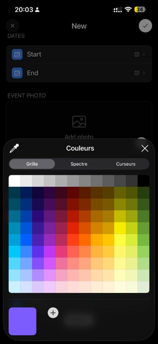 Custom color picker for event ambiance.